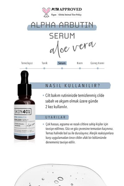 Skin401 Arbutin %2 Cilt Tonu Eşitleyici Leke Karşıtı Serum 30ml