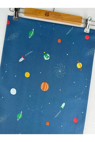 ZARİF KUMASH Space Themed Patterned Elegant Kumash - 1stQuality Home Textile, Tok Duck Linen