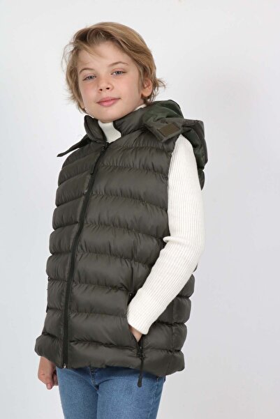 Buket Tekstil Khaki Puffer Vest for Boy - Double Pocket and Extra Fiber Filling