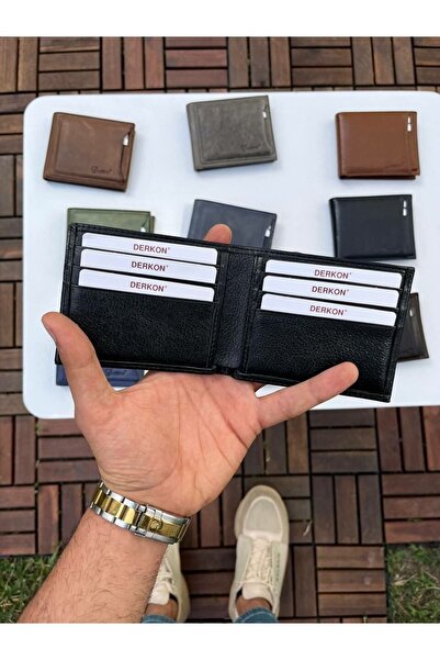 DERKON Noyi Genuine Leather Black Wallet with Internal Removal