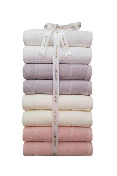 Özdilek Ramona Towel 8 pcs- Pink White Gray Cream
