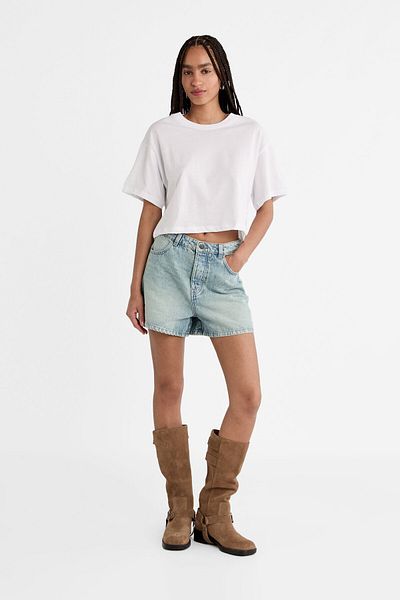 Stradivarius Oversize Crop T-Shirt