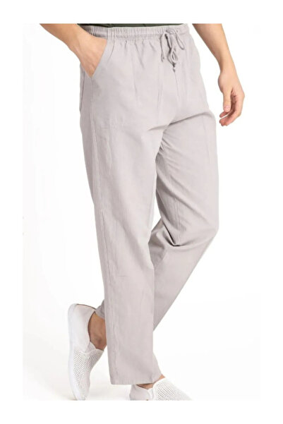 nacar çarşı Erkek düz renk comfort kalıp Yazlık ham Keten Karışımı Relaxed Pantolon