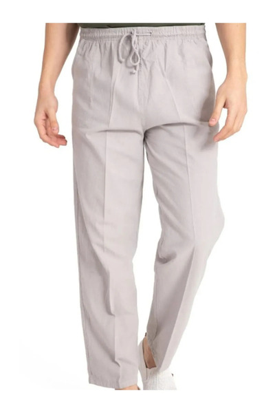 nacar çarşı Erkek düz renk comfort kalıp Yazlık ham Keten Karışımı Relaxed Pantolon