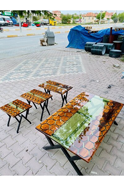 Konyalı Sanat PETEK MODEL SEHPA SETİ 4 PARÇA