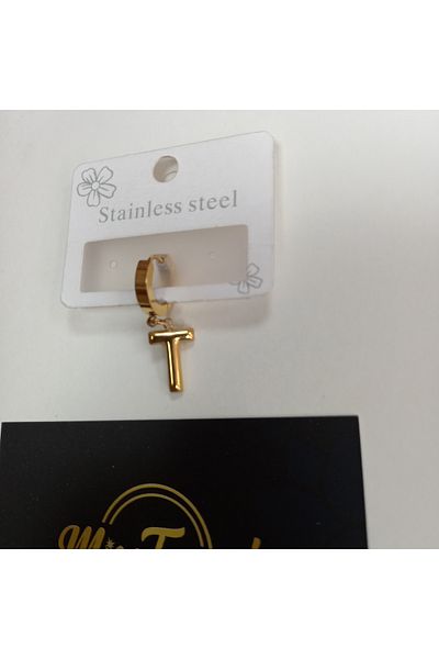miso aksesuar takı Misotrend Steel T Letter Balloon Earrings - Single Pack