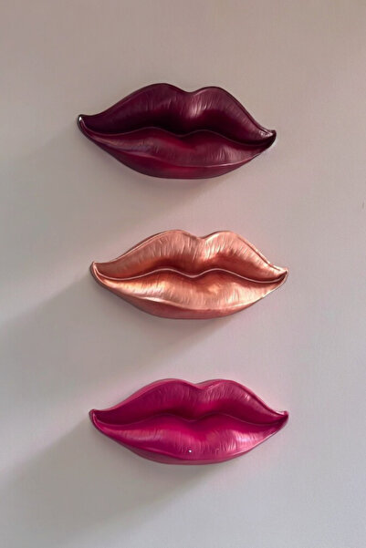 ufak dusler atölyesi Duvar dekor dudak obje 3lu set