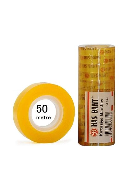 HASBANT Transparent Money Tape 50 Meters 12 Pieces