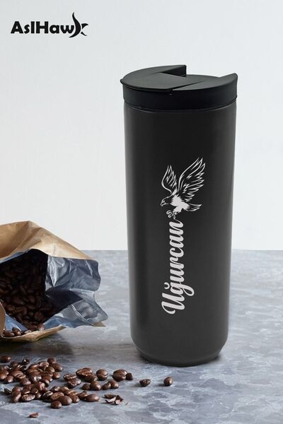 ASELESME Kişiye Özel Isimli Baskılı Termos 500 ml Çift Katmanlı 304 Çelik Kaydırmaz Taban Termos Mug Matara