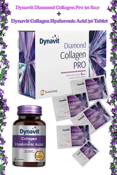Dynavit دايموند كولاجين برو 30 - قرص حمض الهيالورونيك بالملعقة والدينافيت 30 ثانية