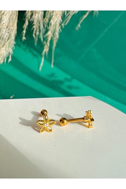 BY DİLEK ÇETİN ACCESSORY Cerrahi Çelik Çiçek Model Kıkırdak Helix Tragus Pier...