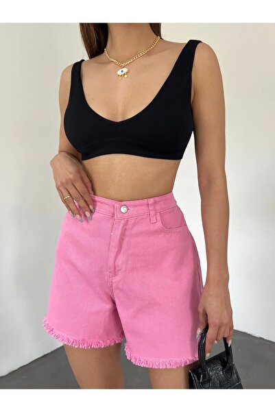 DENİKK Trend Kar Yıkama Püsküllü Kot Denim Şort