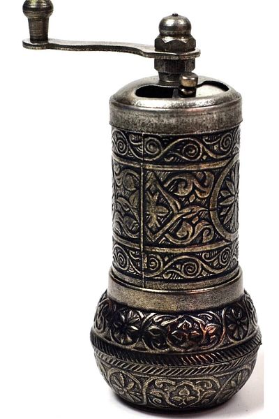 OSMANLI Ottoman Embroidered Black Pepper and Spice Mill Iron Color