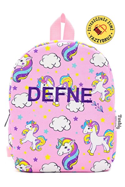 Tosbiş [ Istediğiniz Ismi Yazıyoruz ] Sevimli Unicorn 0-8 Yaş Çocuk Sırt Çant...