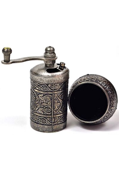 OSMANLI Ottoman Embroidered Black Pepper and Spice Mill Iron Color