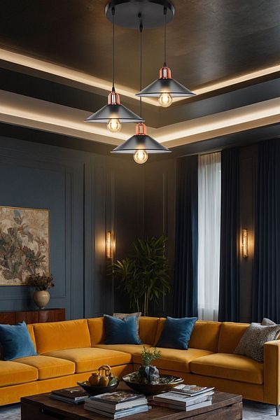 AG LightDesign Smoked Pendant Chandelier - Living Room, Kitchen, Hallway and Bedroom Lamp