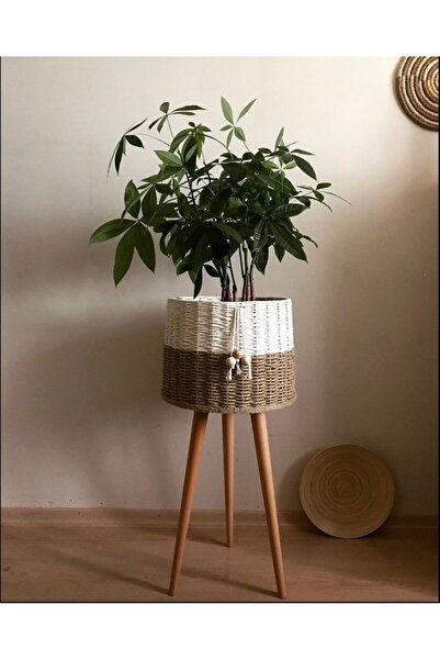 dodowood Hasır Çiçeklik Ayaklı Sepet Saksı