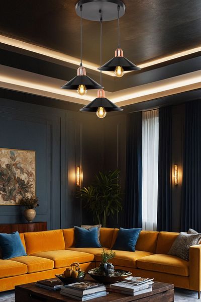 AG LightDesign Chandelier Black Pendant Lamp - Living Room, Kitchen, Hallway and Bedroom Lamp