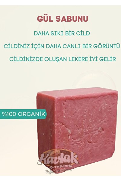 KAVLAK KURUYEMİŞ Rose Soap Handmade 100% Organic Natural Soap 1 Mold 130 Grams