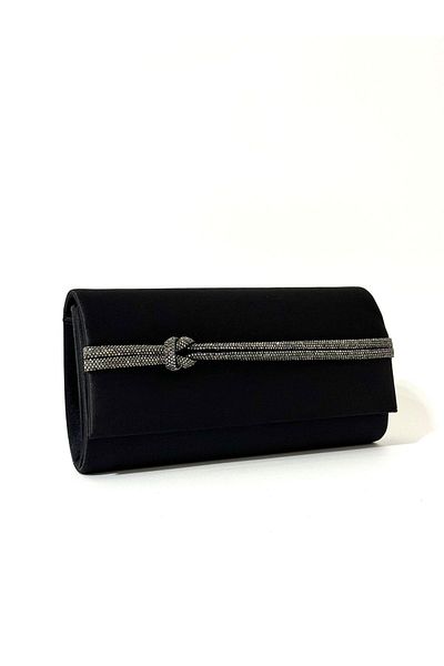 NAZART Γυναικείο πέτρινο μαύρο βραδινό φόρεμα Clutch Portfolio Chain Strap Hand Wedding Engagement Night Shoulder Bag