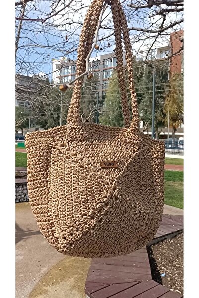 yaso shop Kadın Omuz Hasır Çanta El Örgüsü Kağıt Ip