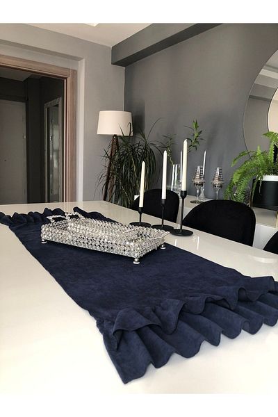 Decamor home Alergăre vintage cu volan dublu strat albastru