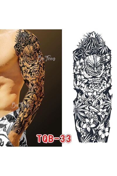 Tattoo Gerçekci Geçici Japon Çiçekleri Kol kaplama Dövme Tattoo