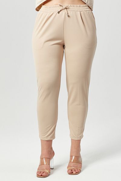RAMON&ARTOS Plus Size Double Crepe Fabric Trousers - with Elastic Waist and Pockets