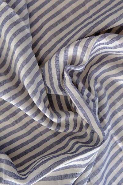 runbaby 80X80Cm Double Layer Muslin Baby Blanket (Blue Stripes)