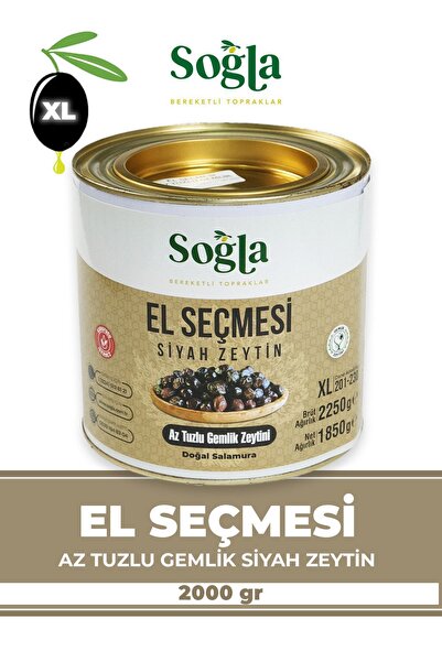 SOĞLA ZEYTİNCİLİK El Seçmesi Teneke Siyah Zeytin 1850-2250gr