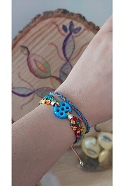 ZDTHandmade Süryani Nazar Boncuğu Renkli Yedi Delikli Makrome Bileklik Takımı