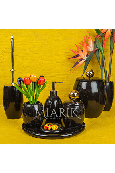 MIARIK DESIGN & DEKORASYON Dekoratif Mermer Banyo Seti Takımı 7 Li Buyuk Disk...