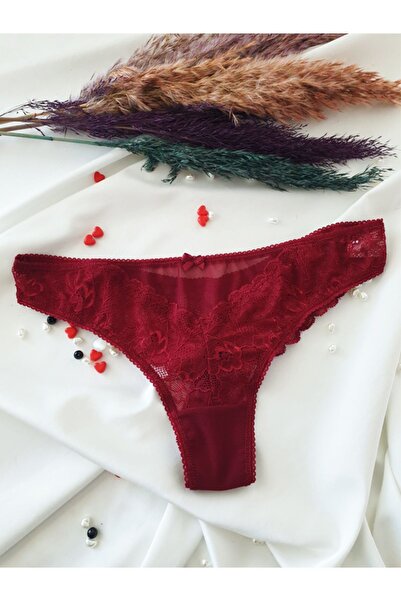 KEMSON Snururi din dantela din tul - Bordeaux 0058