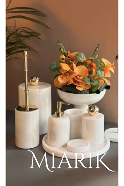 MIARIK DESIGN & DEKORASYON Dekoratif Mermer Banyo Seti Takımı 7 Li Buyuk Disk...