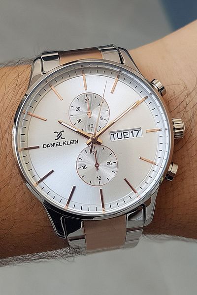 Daniel Klein Rose Gold/Metallic Steel Bracelet Men's Wristwatch with Calendar