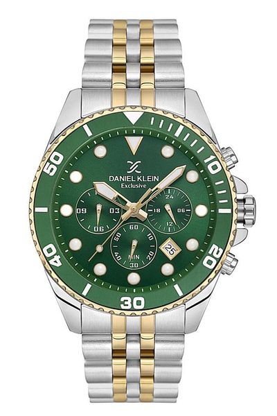 Daniel Klein Steel Bracelet Gold/Metallic Green Dial Functions Active Men's Watch