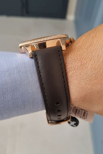 Daniel Klein Brown Leather Strap Rose Gold Case Calendar Men's Wristwatch