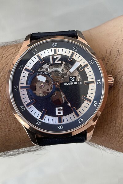 Daniel Klein Otomatik, Lacivert Deri Kayışlı Erkek Kol Saati