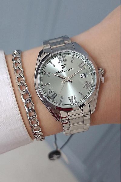 Daniel Klein Water Green Dial Calendar Metallic Women's Wristwatch + Bracelet Gift