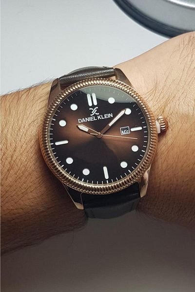Daniel Klein Brown Leather Strap Men's Wristwatch