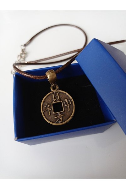 PİRAMİGO Chinese Luck Blessings Coin Pendant Bronze Plated