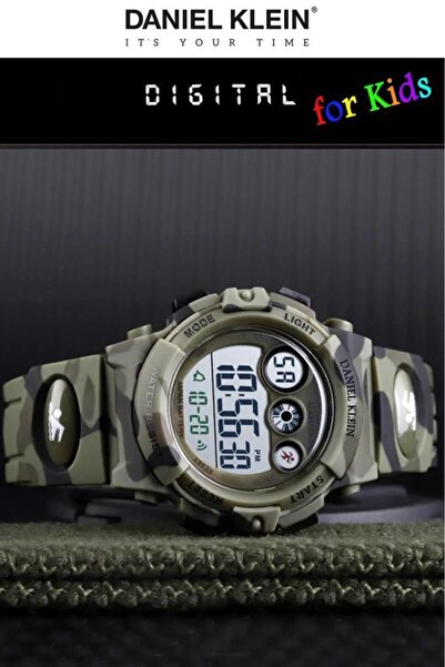 Daniel Klein 4 Farklı Kadran Işıklı, Alarm Ve Kronometre Özellikli, Asker Yeşili Kamuflaj Çocuk Kol Saati