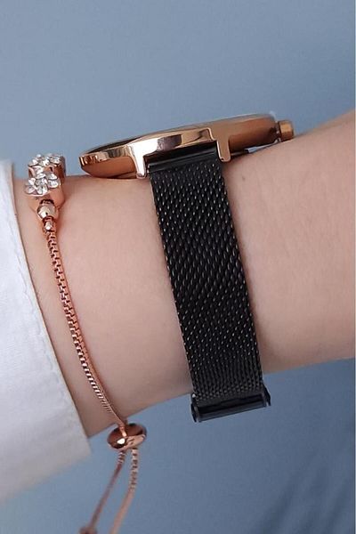 Daniel Klein Wicker Steel Bracelet Smoked Women's Wristwatch + Zircon Stone Bracelet