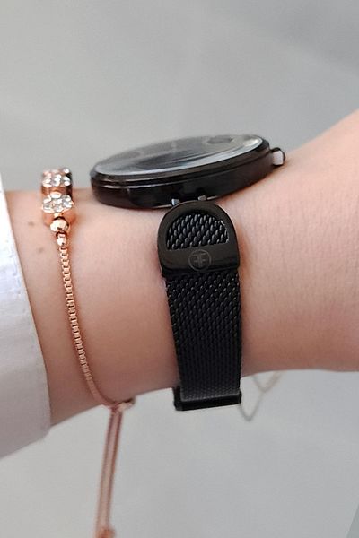 Freelook Black Large Case Steel Women's Wristwatch + Zircon Stone Bracelet