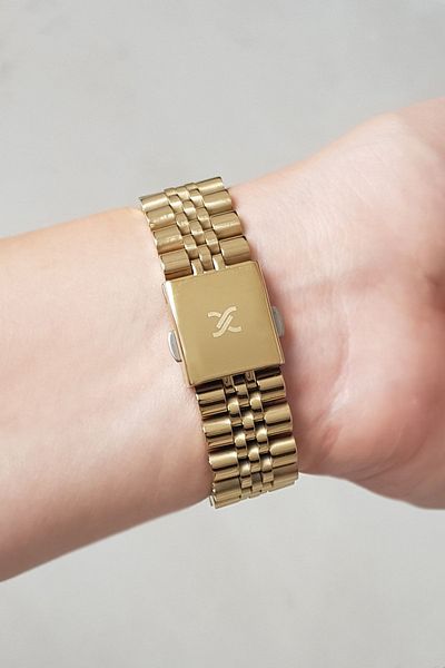 Daniel Klein Women's Gold Steel Bracelet and Stone Wristwatch
