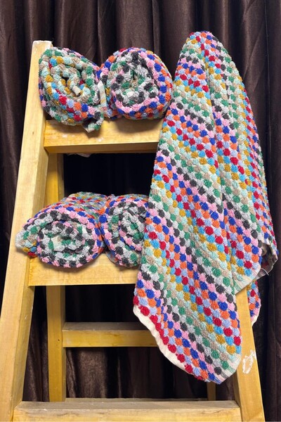 Çeşme Home 5'Lİ SET %100 Pamuk El Dokuma El Havlusu / Yüz Havlusu / Ayak Havl...