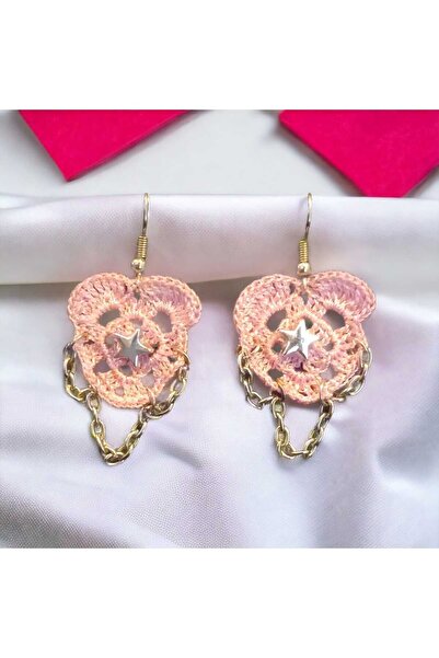 Crystal Atelier Handmade Knitted Vintage Ethnic Y2K Fairycore Star Chain Earr...