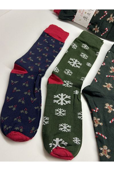 Altun Set of 3 Winter Patterned Cotton Socks for New Year