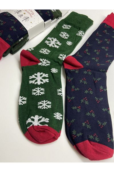 Altun Cotton 3-Piece Christmas Socks - Winter Patterned