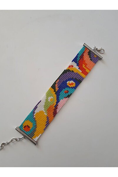 boncuktanseyler El Yapımı Renkli Geometrik Desen  Tezgahta Dokuma Miyuki Boncuk Bileklik
